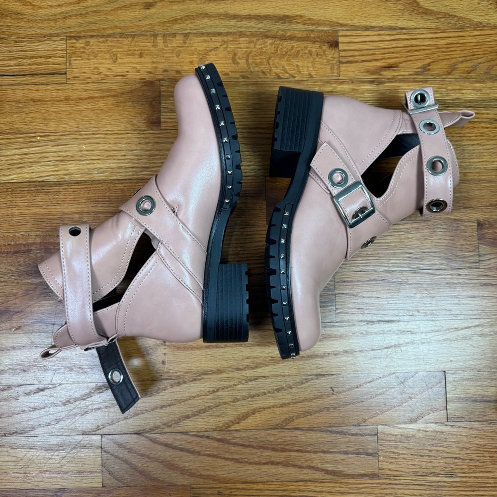 Buckle faux leather boots